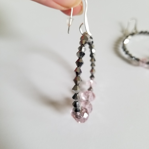 Faceted Bead Hoop Earrings - Picture 6 of 6